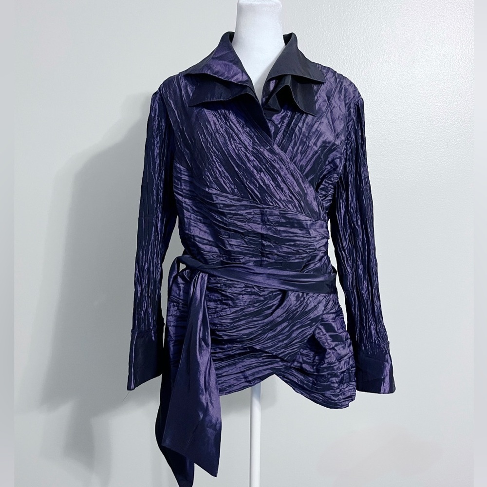 Cachet Purple Wrap Blouse Jacket XL Like New